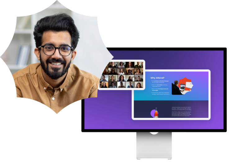 event speaker with computer